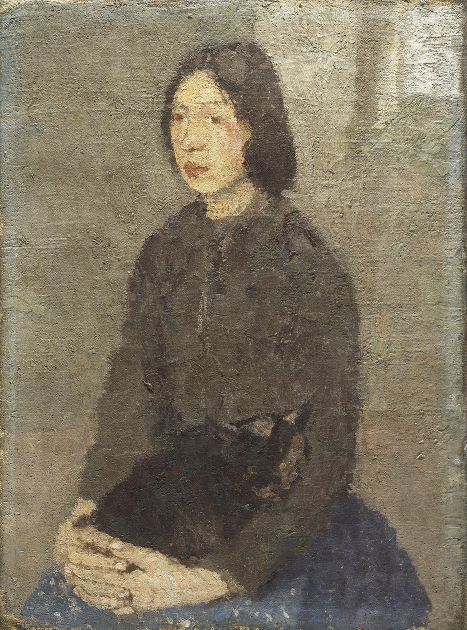 猫在她的腿上的女孩， 作者 格温·约翰