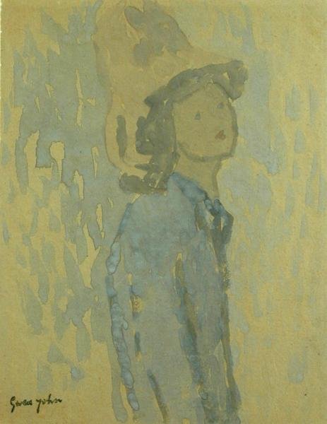 戴帽子的女孩（纸上水粉画） 作者 格温·约翰