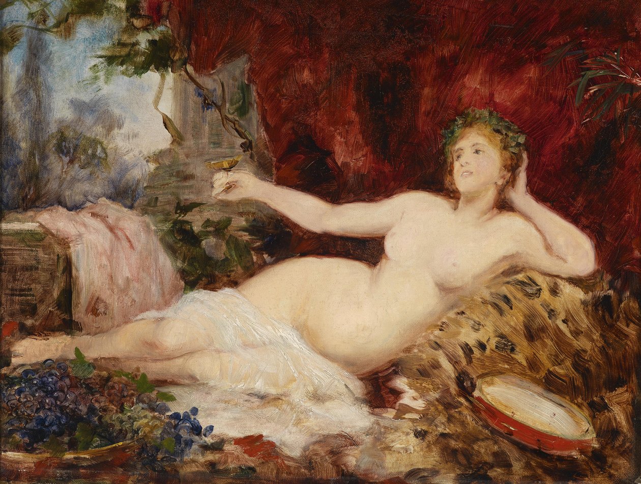 休息的Bacchante 作者 汉斯·马卡特（Hans Makart）