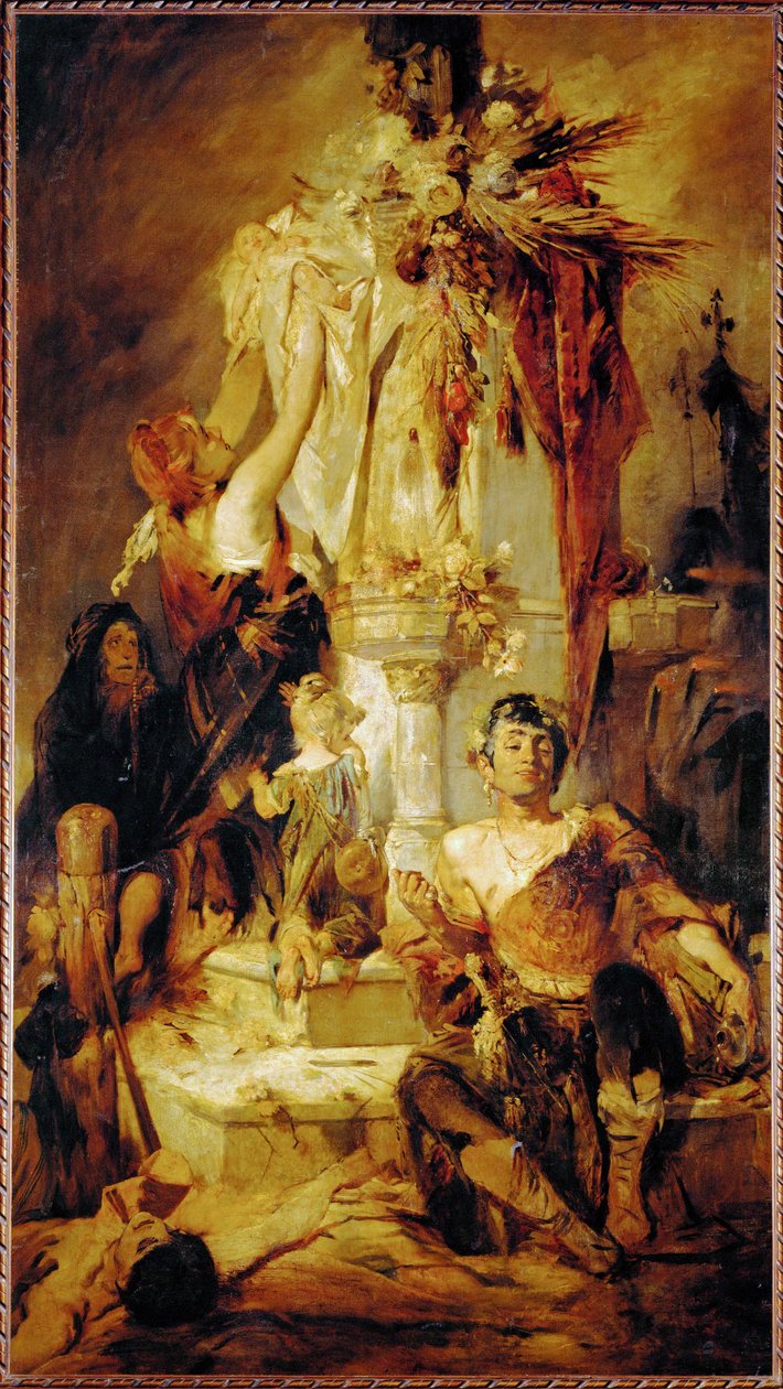 献祭场景......（布面油画） 作者 汉斯·马卡特（Hans Makart）