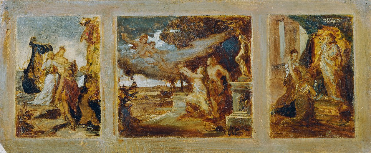 神话场景三联画草图 作者 汉斯·马卡特（Hans Makart）