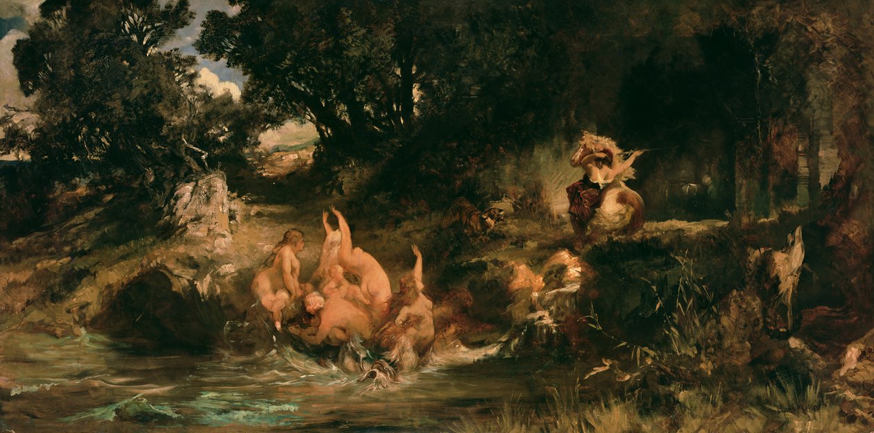 美人鱼和老虎，1872-73 作者 汉斯·马卡特（Hans Makart）