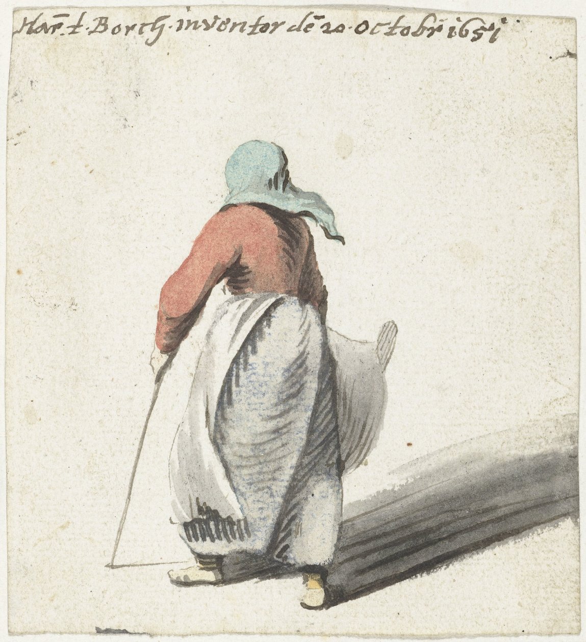 行走的女子，从背后 作者 Harmen ter Borch