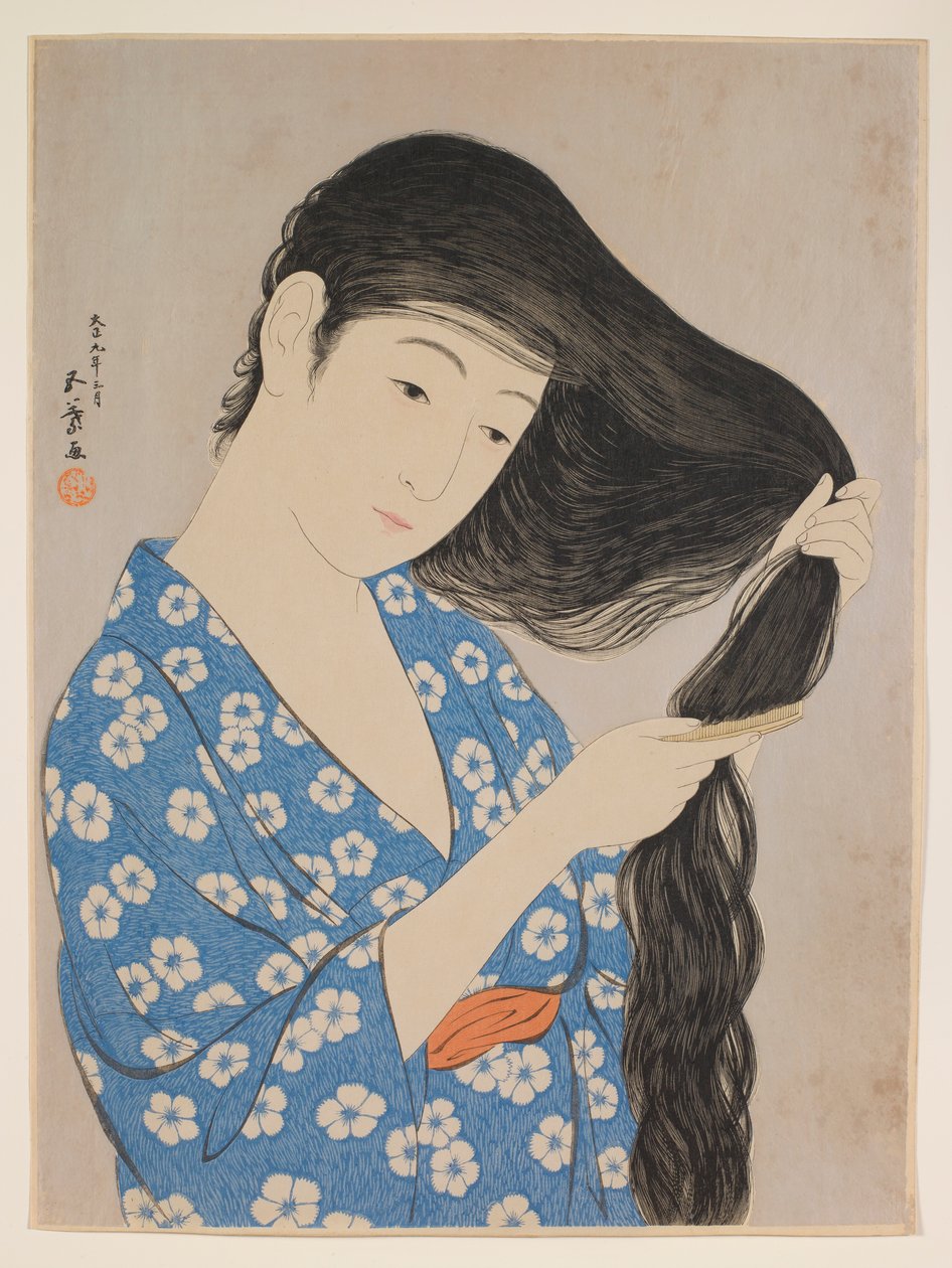 女子梳头 作者 桥口五洋