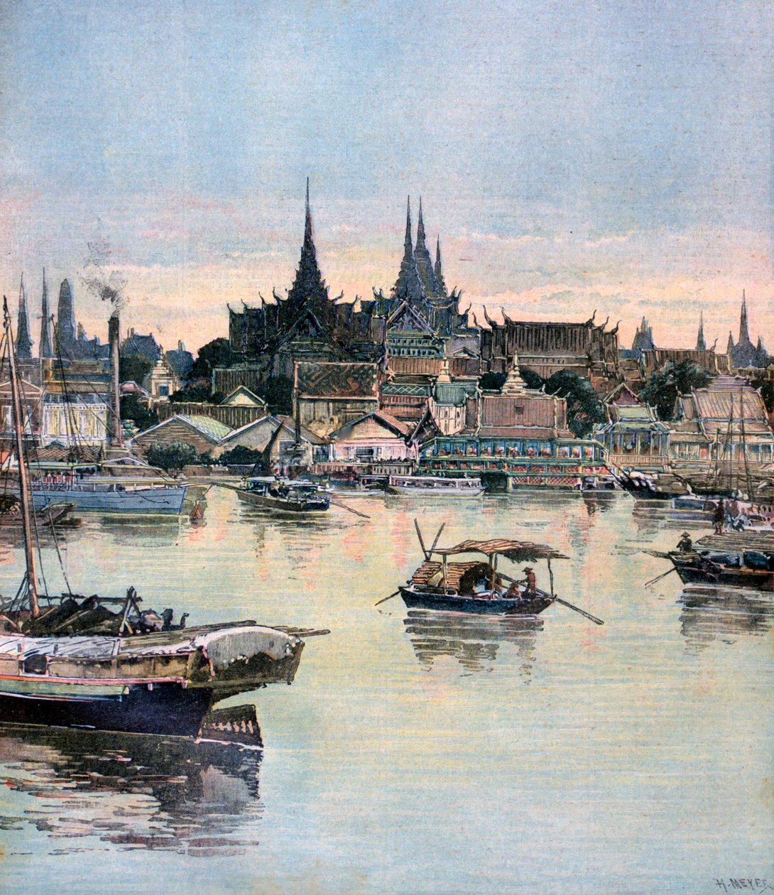 曼谷风景，1893年 作者 亨利·迈耶（Henri Meyer）