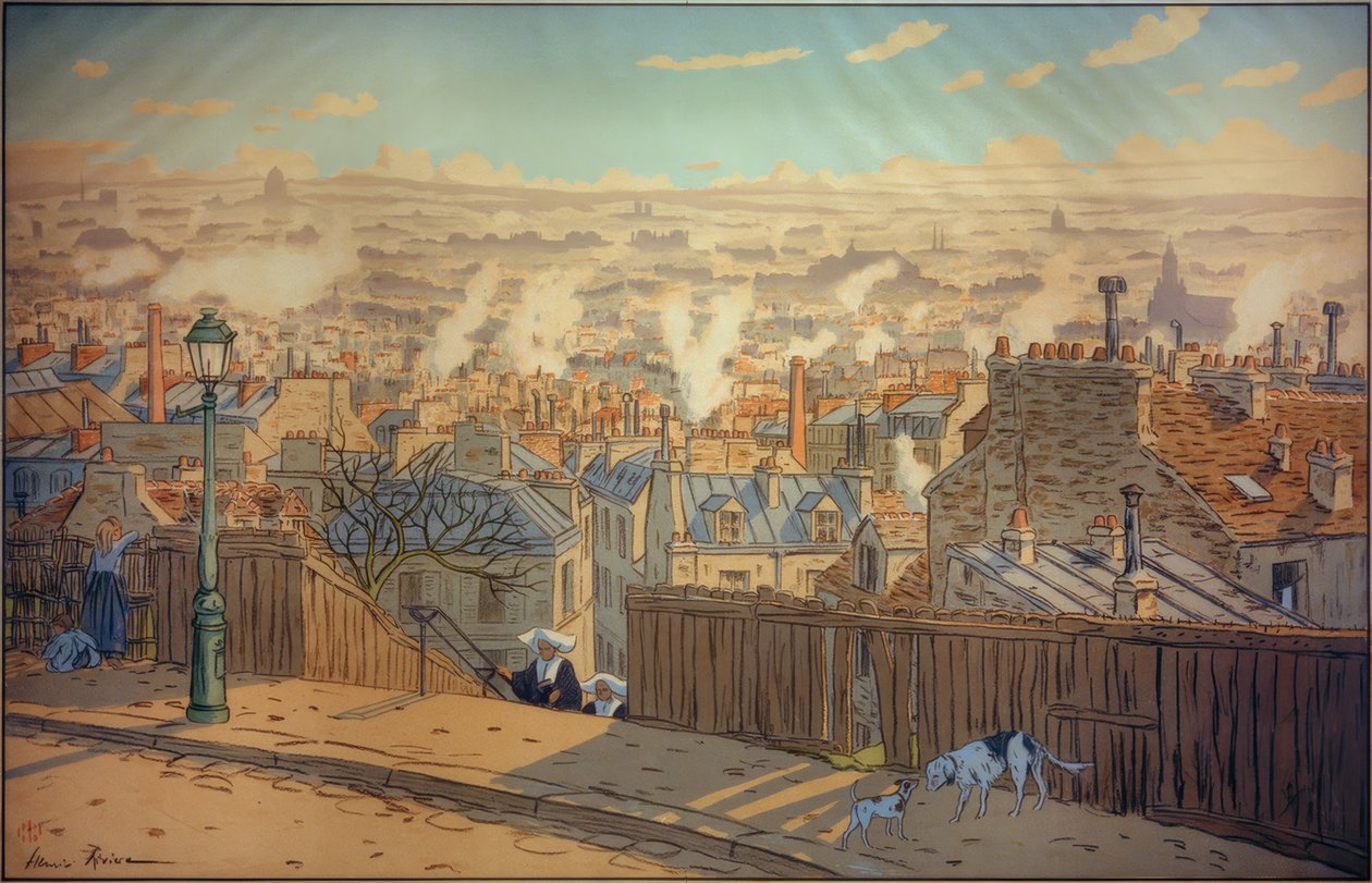 巴黎的蒙马特景观 作者 亨利·里维耶尔（Henri Riviere）