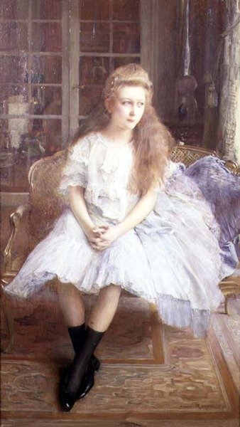 一个年轻女孩的画像 作者 亨利·罗耶（Henri Royer）