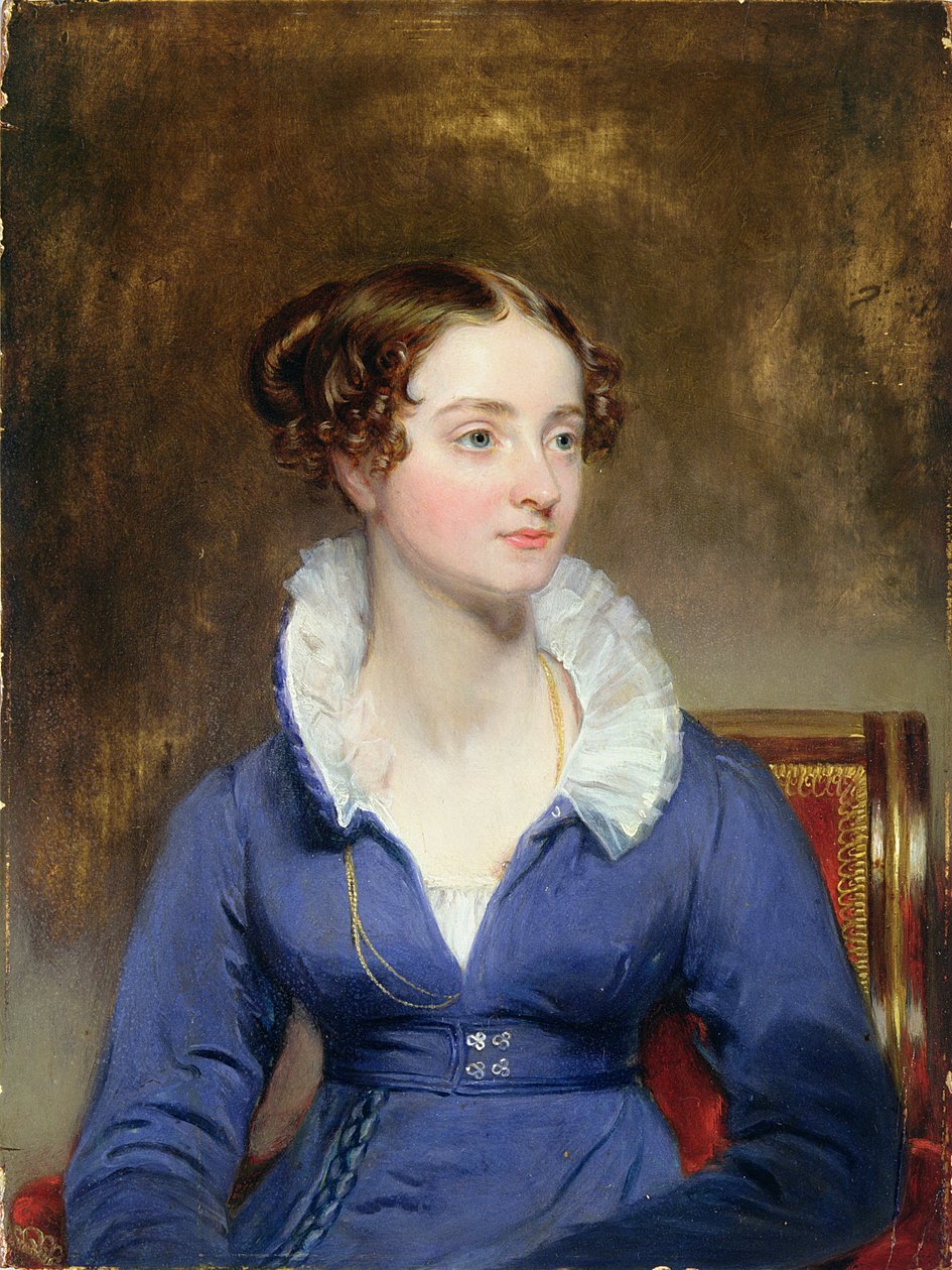 一件蓝色礼服的少妇，c.1825 作者 亨利·英曼