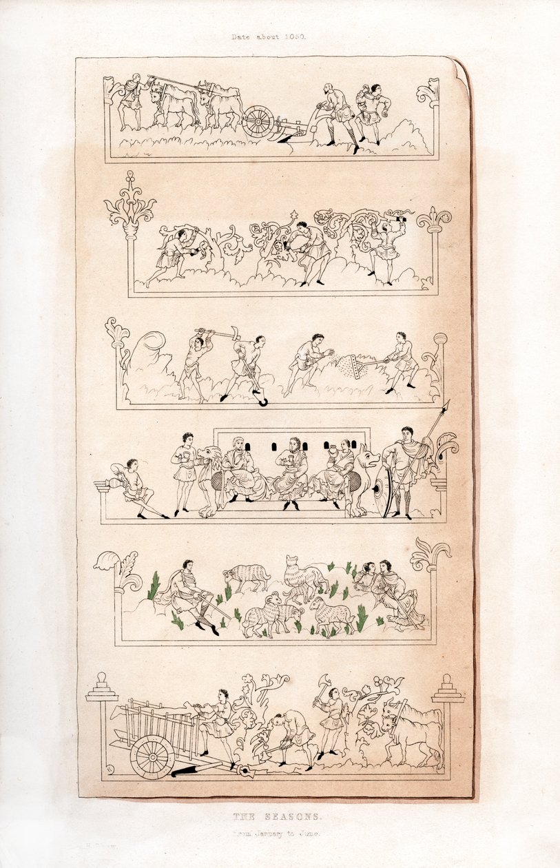 四季，c1050，1843年。 作者 亨利·肖