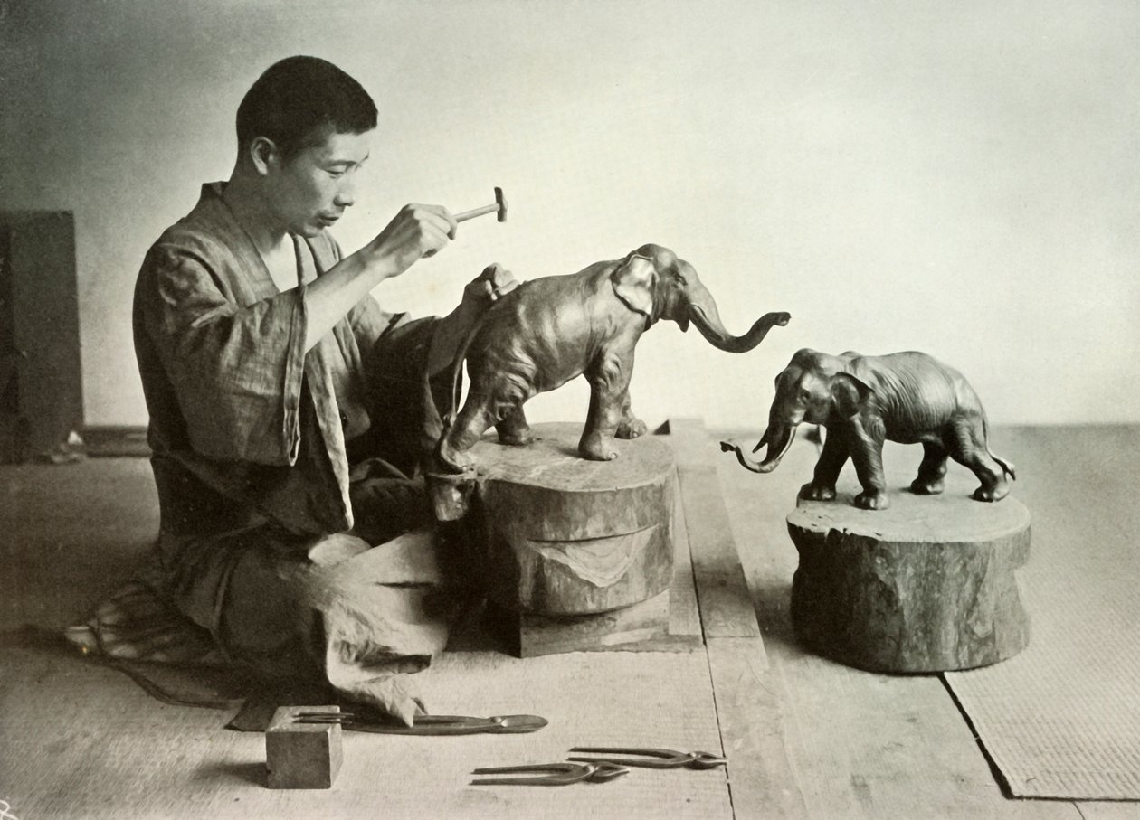 青铜雕刻家，1910年。 作者 赫伯特·庞廷