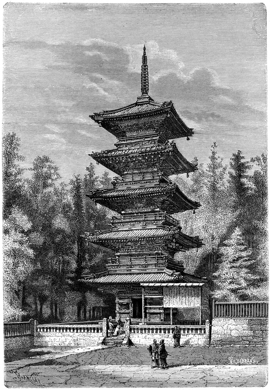 日本日光佛教寺庙，1895年。 作者 希尔迪布兰德