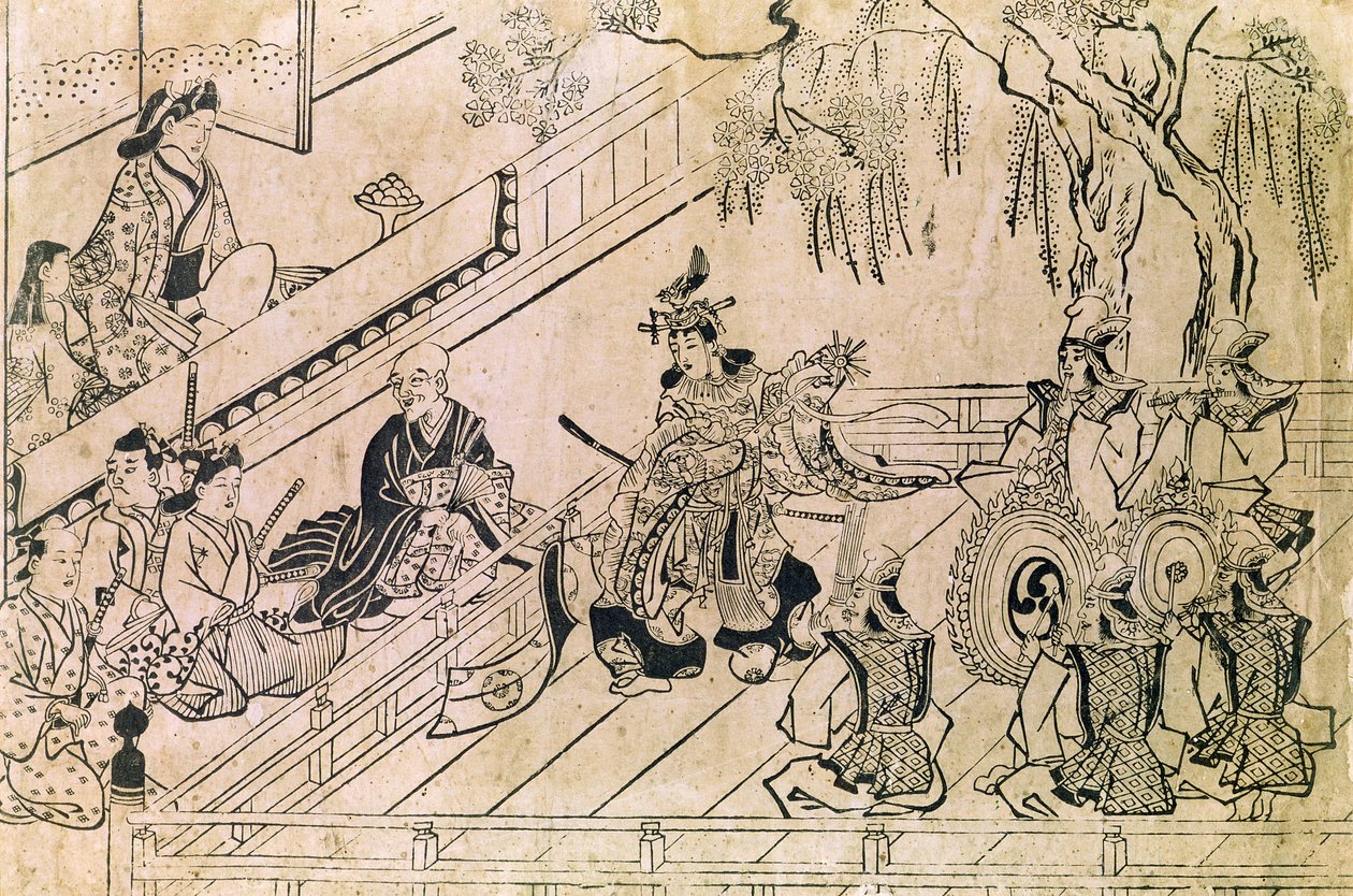 神圣舞蹈的场景（木版画） 作者 菱川师信