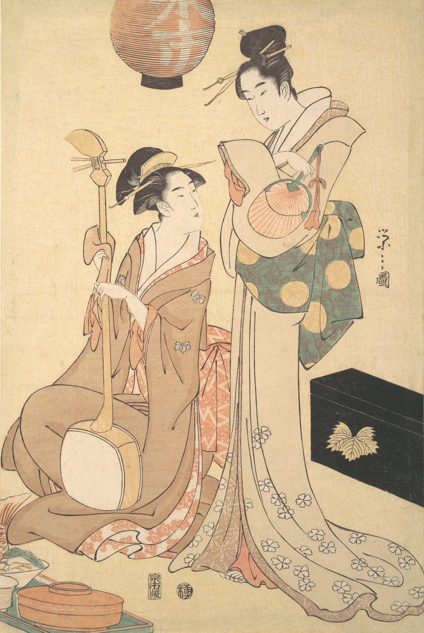 两个艺伎，约1792年。 作者 细田英史