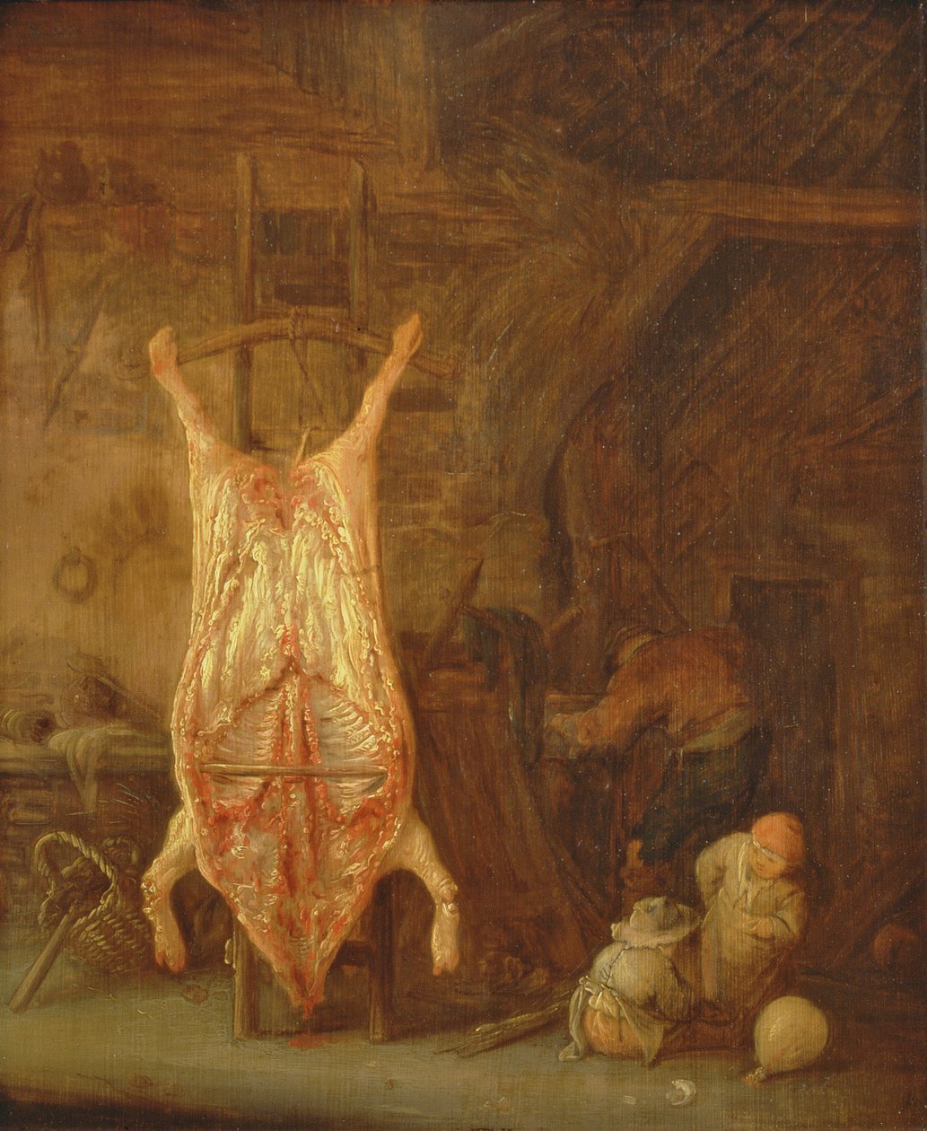 屠猪（油画） 作者 伊萨克·范·奥斯塔德（Isack van Ostade）