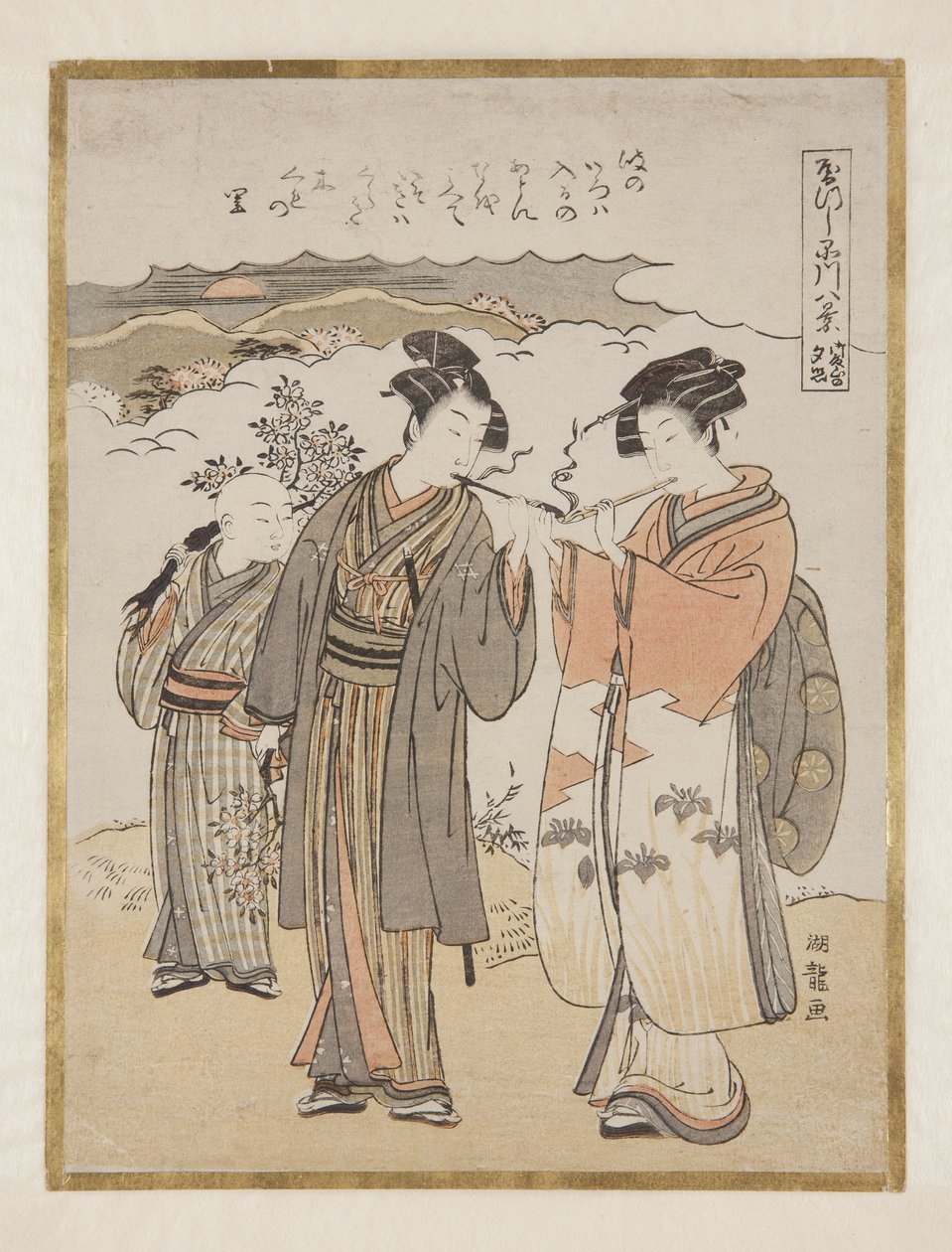 夕阳下的川里 ?(彩色木版画) 作者 oda田K