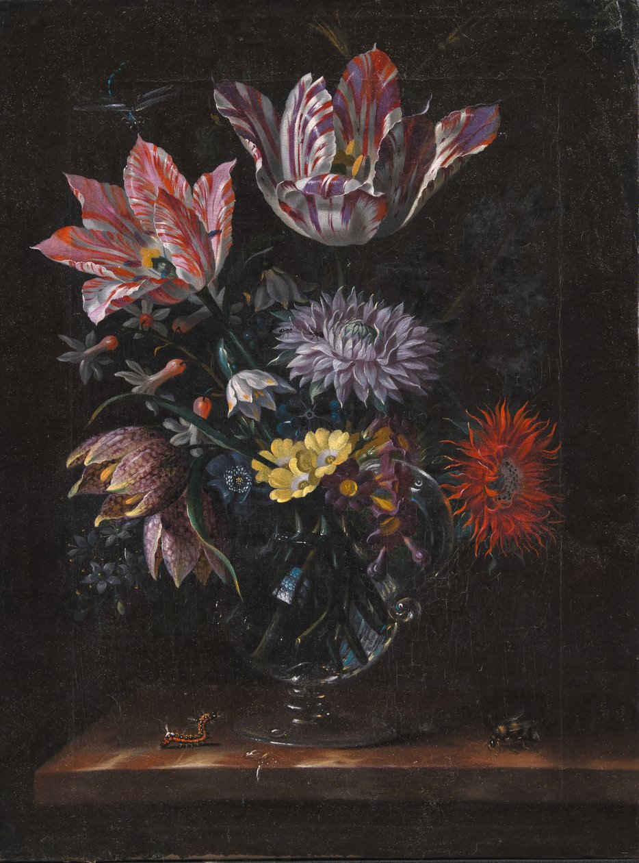 插着鲜花的玻璃花瓶 作者 雅各布·马瑞尔
