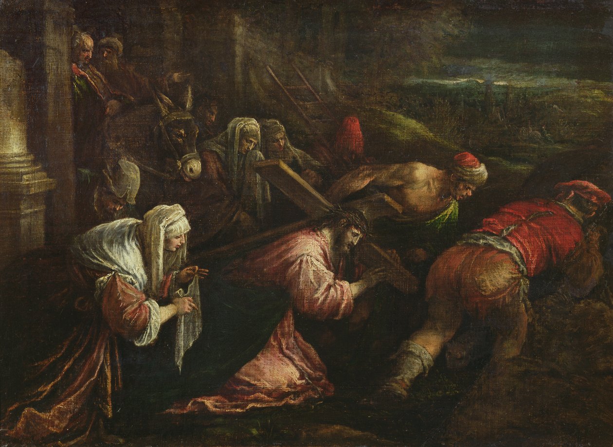 基督背着十字架，1570-80 作者 哈科波·巴萨诺（Jacopo Bassano）