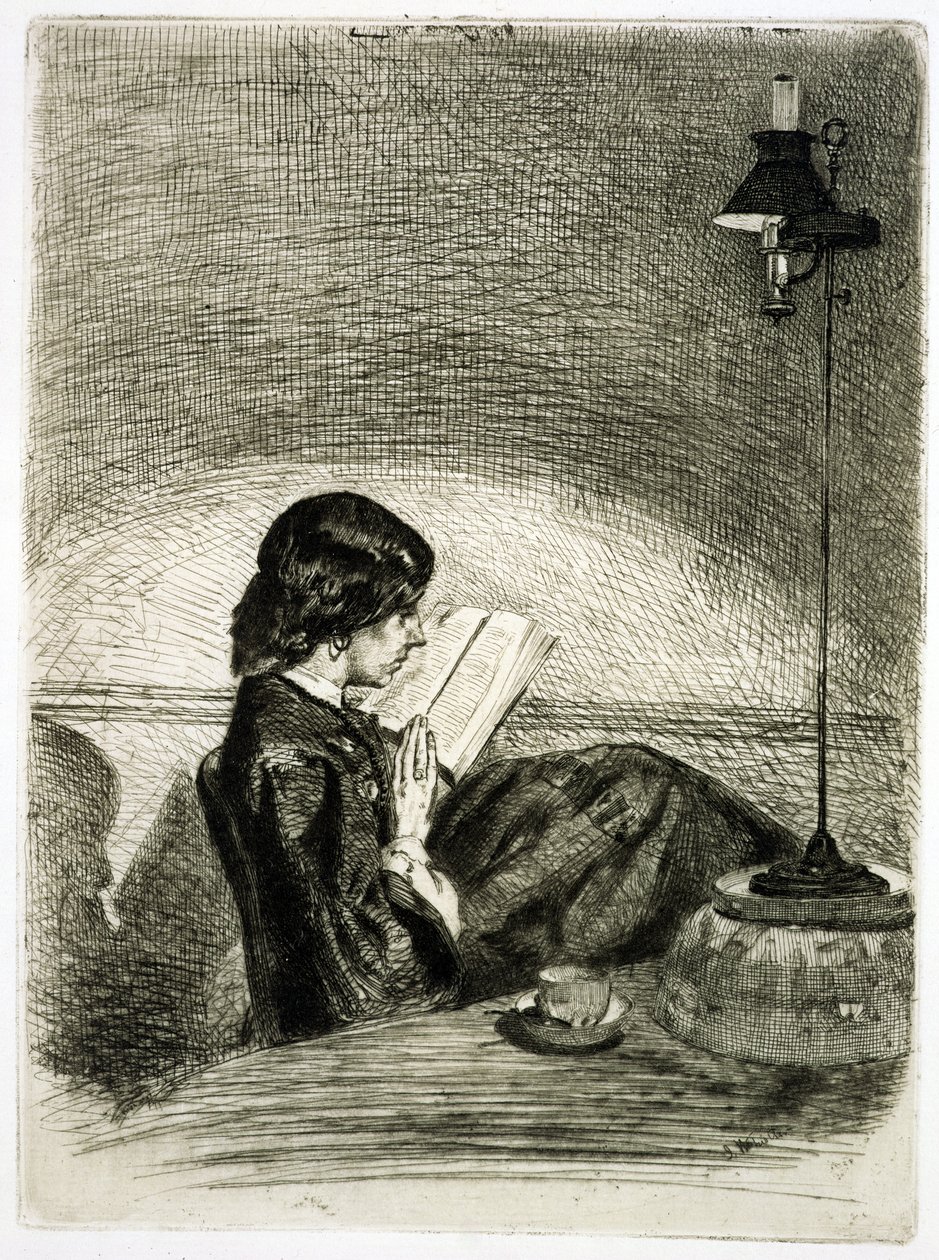 阅读灯光，1858年 作者 詹姆斯·阿博特·麦克尼尔·惠斯勒