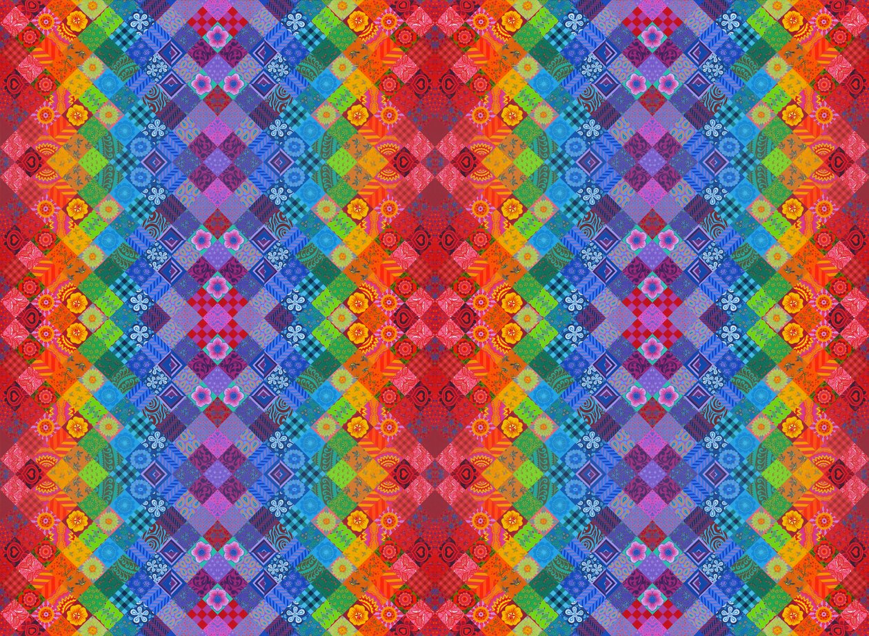 彩绘拼布，2013， 作者 简·塔特斯菲尔德