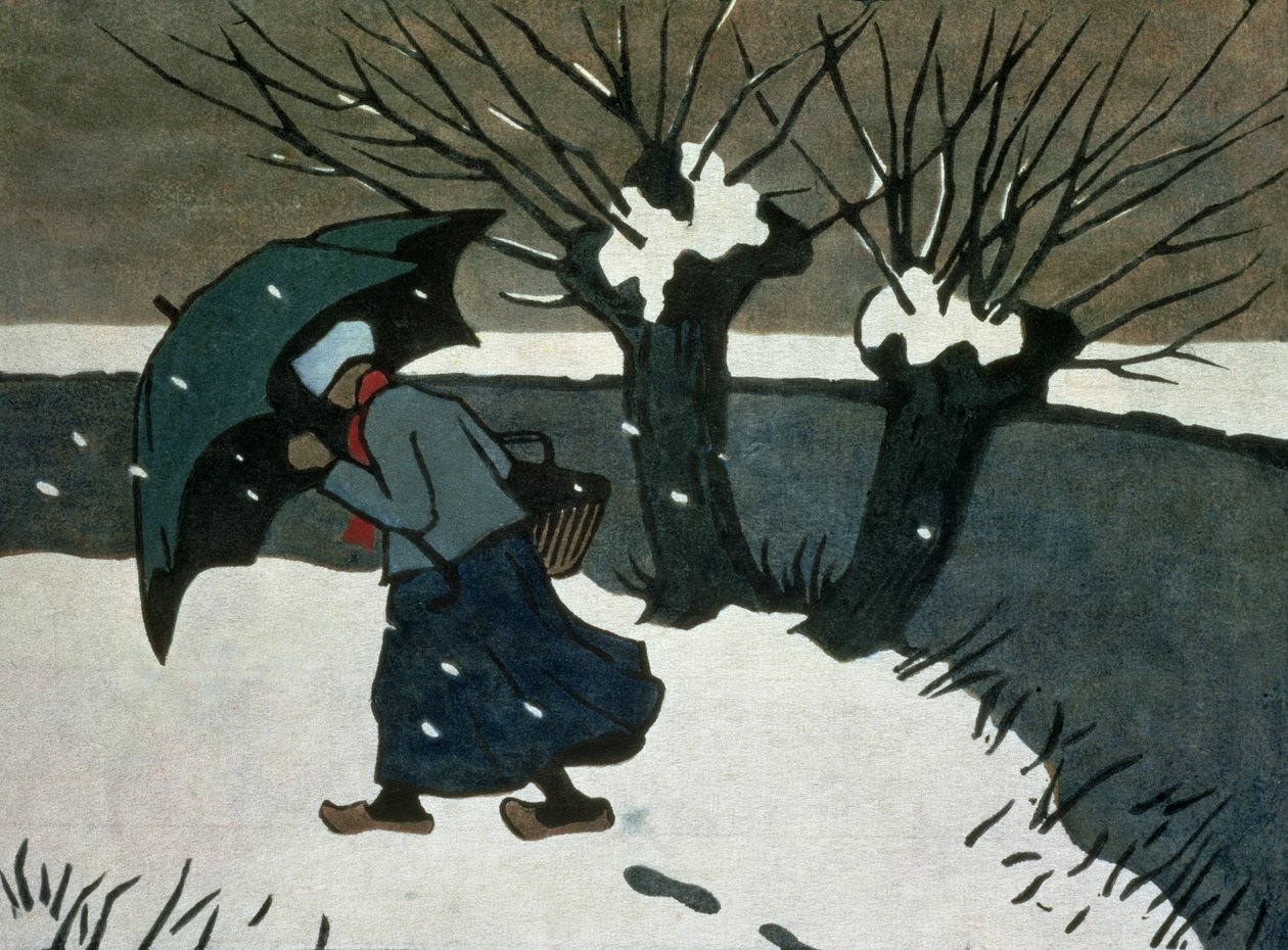 雪风暴（纸上木刻） 作者 珍妮特·费希尔（Janet Fisher）