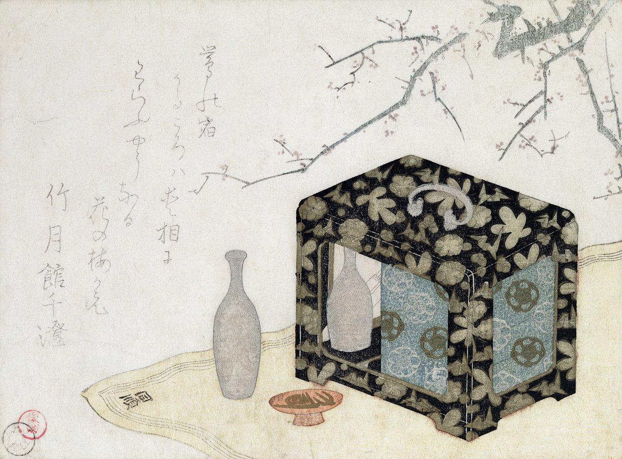 野餐篮（彩色木版画） 作者 日本学校