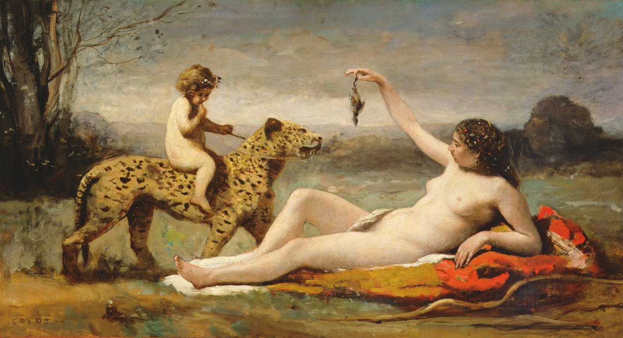 Bacchante a la panthere，1855-60 作者 让·巴蒂斯特·卡米尔·科罗