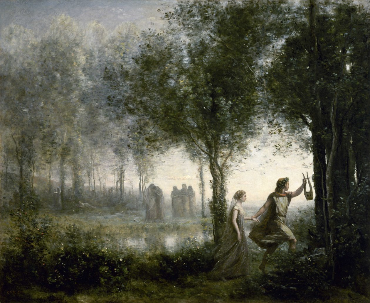 Orpheus领导地下世界的Eurydice 作者 让·巴蒂斯特·卡米尔·科罗