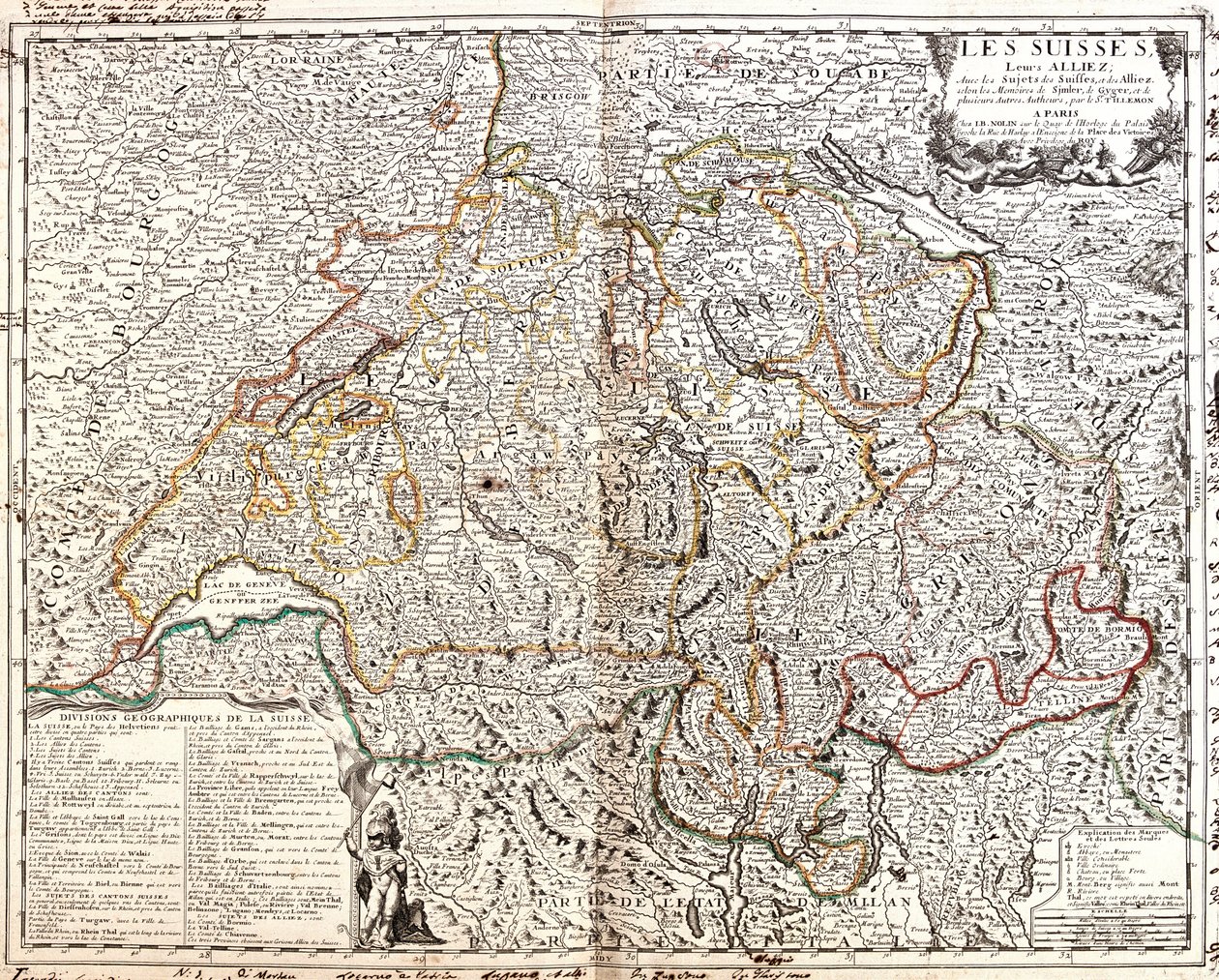瑞士地图（雕刻 作者 让·巴蒂斯特·诺林（Jean Baptiste Nolin）