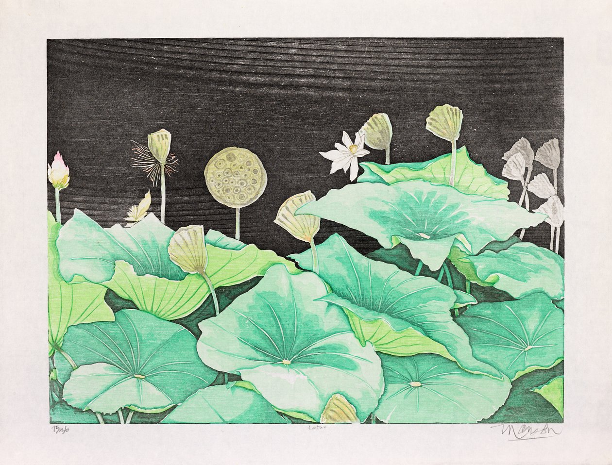 莲花》，2016 年（木刻） 作者 吉姆·蒙森