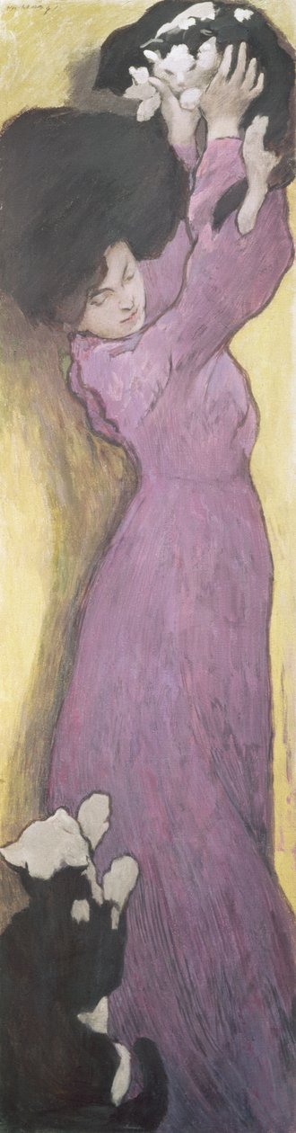 猫的女人（粉彩） 作者 贾诺斯·瓦萨里（JánosVaszary）