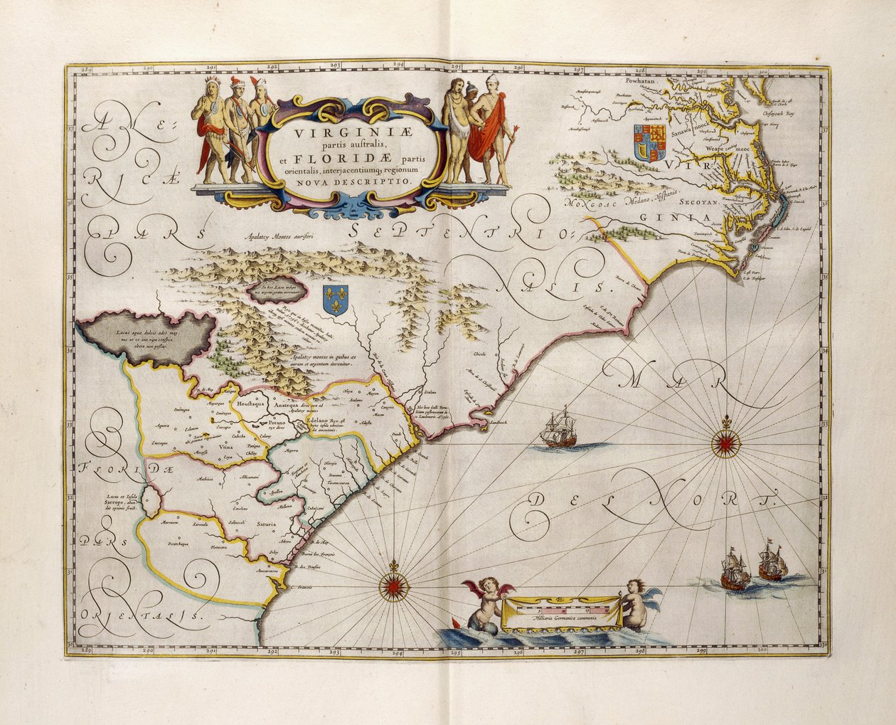弗吉尼亚和佛罗里达地图，1667年 作者 琼·布劳