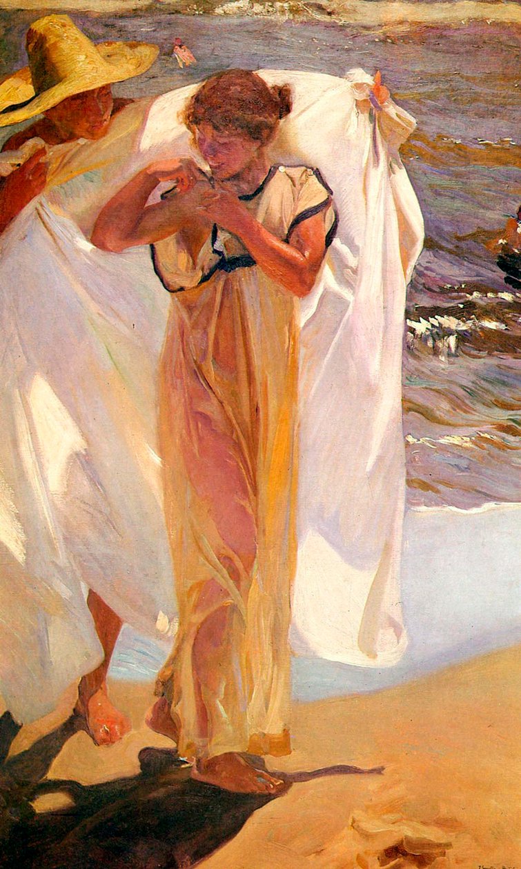 浴后，1908年。 作者 华金·索罗拉