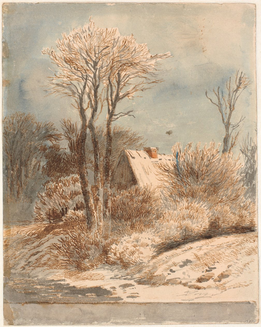 雪景与树间小屋 作者 约翰·托马斯·伦比