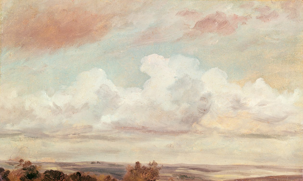 积云在一个风景，1822年 作者 约翰·康斯特勃