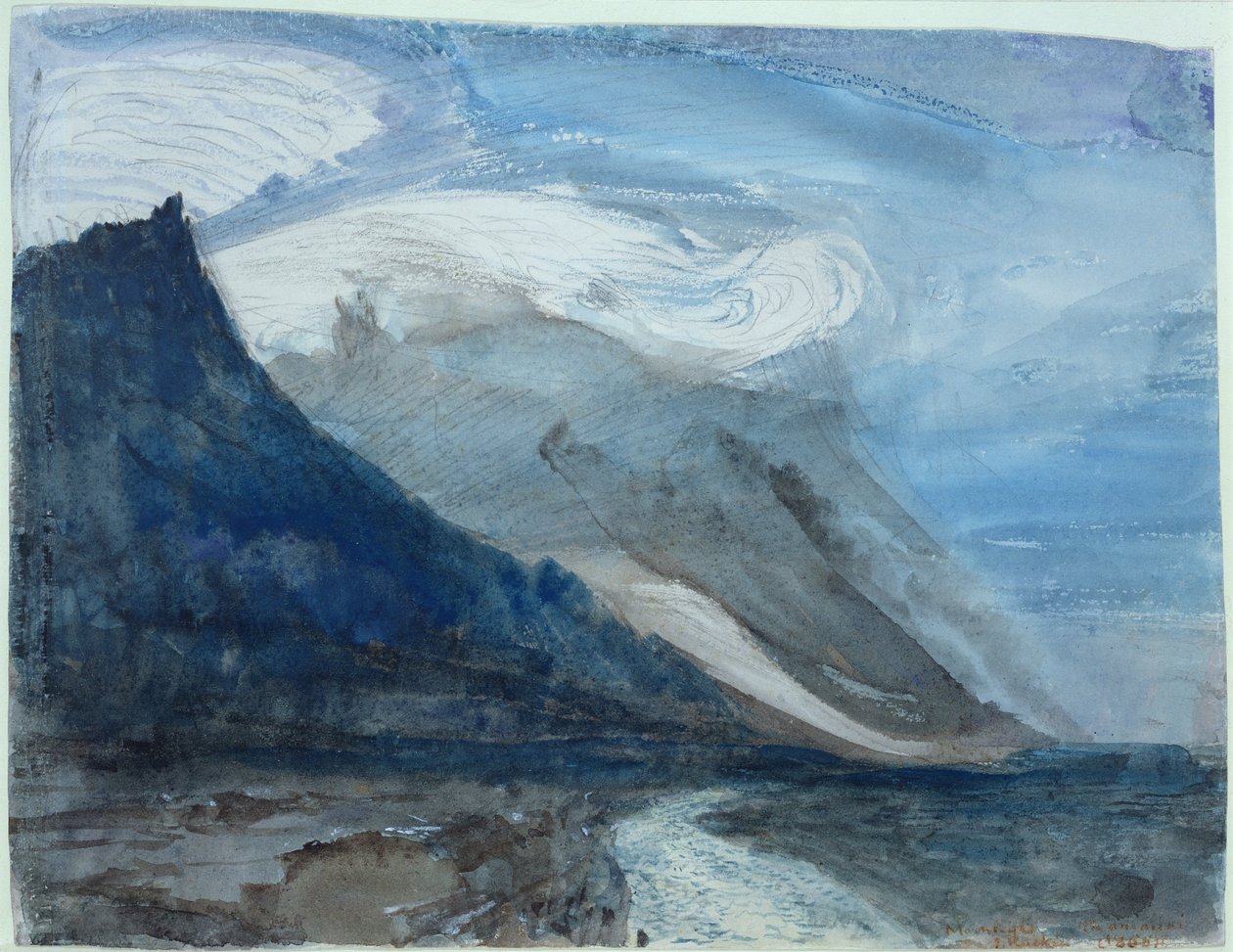 月光，夏蒙尼，1866年（wc和铅笔在纸上） 作者 约翰·拉斯金