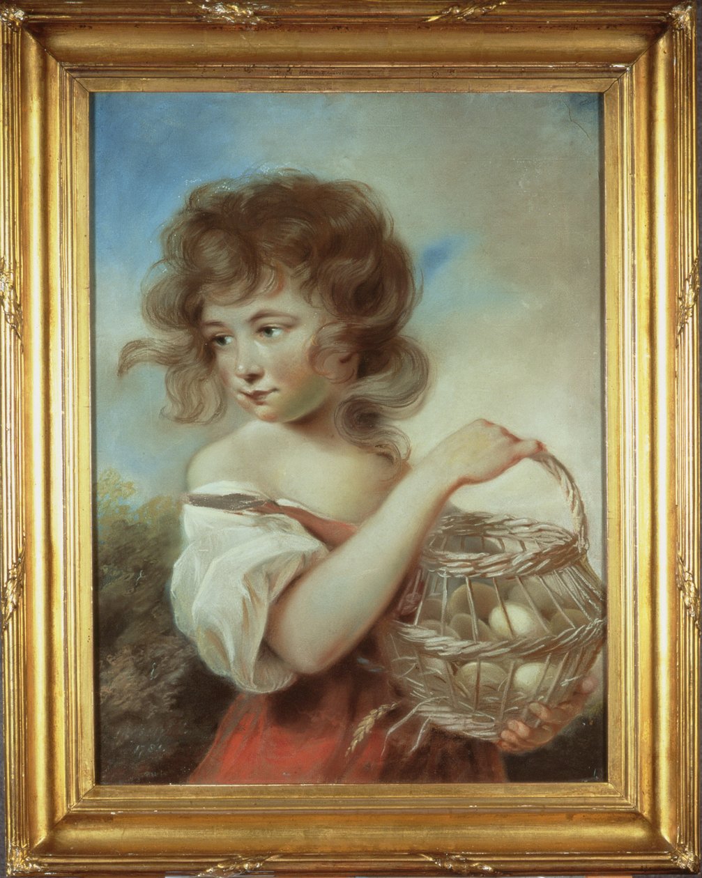 一篮子鸡蛋的女孩，1780（粉彩） 作者 约翰·罗素