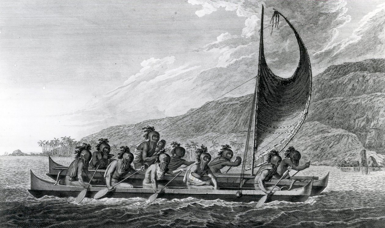 三明治群岛独木舟，划船者，1784年 作者 约翰·韦伯