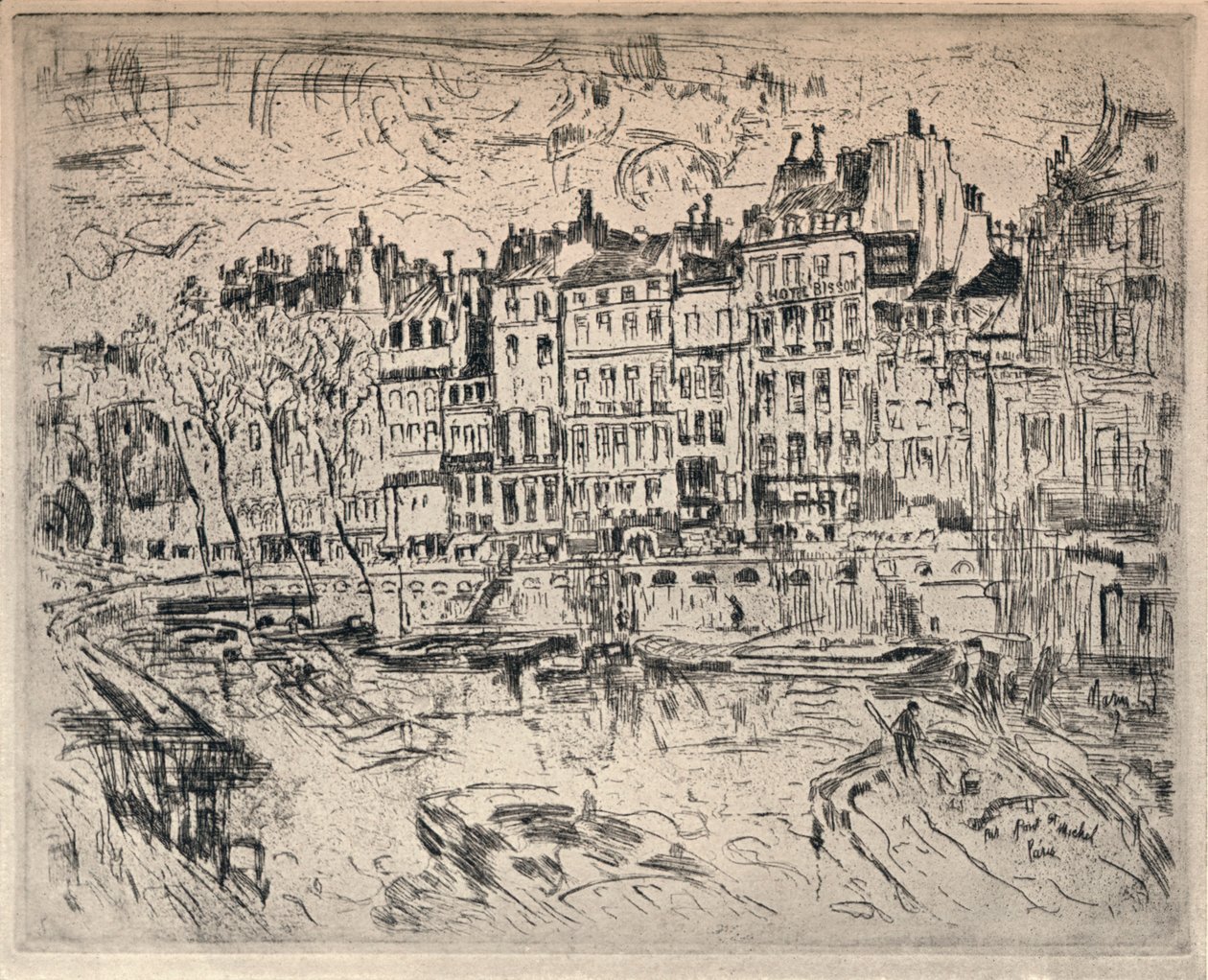 圣米歇尔桥附近》，1915年 作者 约翰·马林