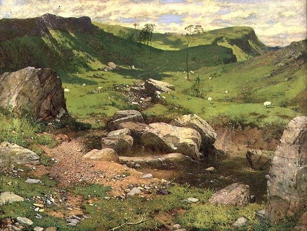 山区风景中的岩石溪流 作者 约翰·里奇