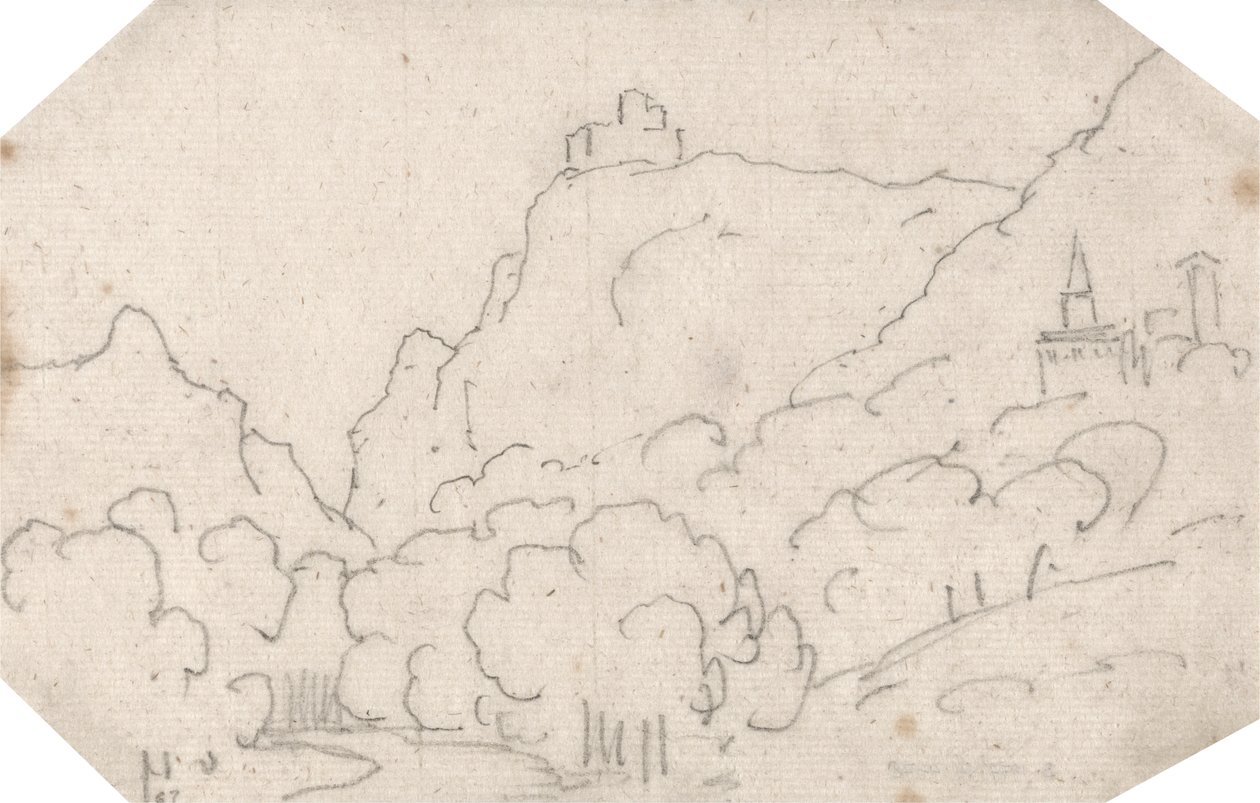 带建筑物的山景 作者 约翰·罗伯特·科森斯
