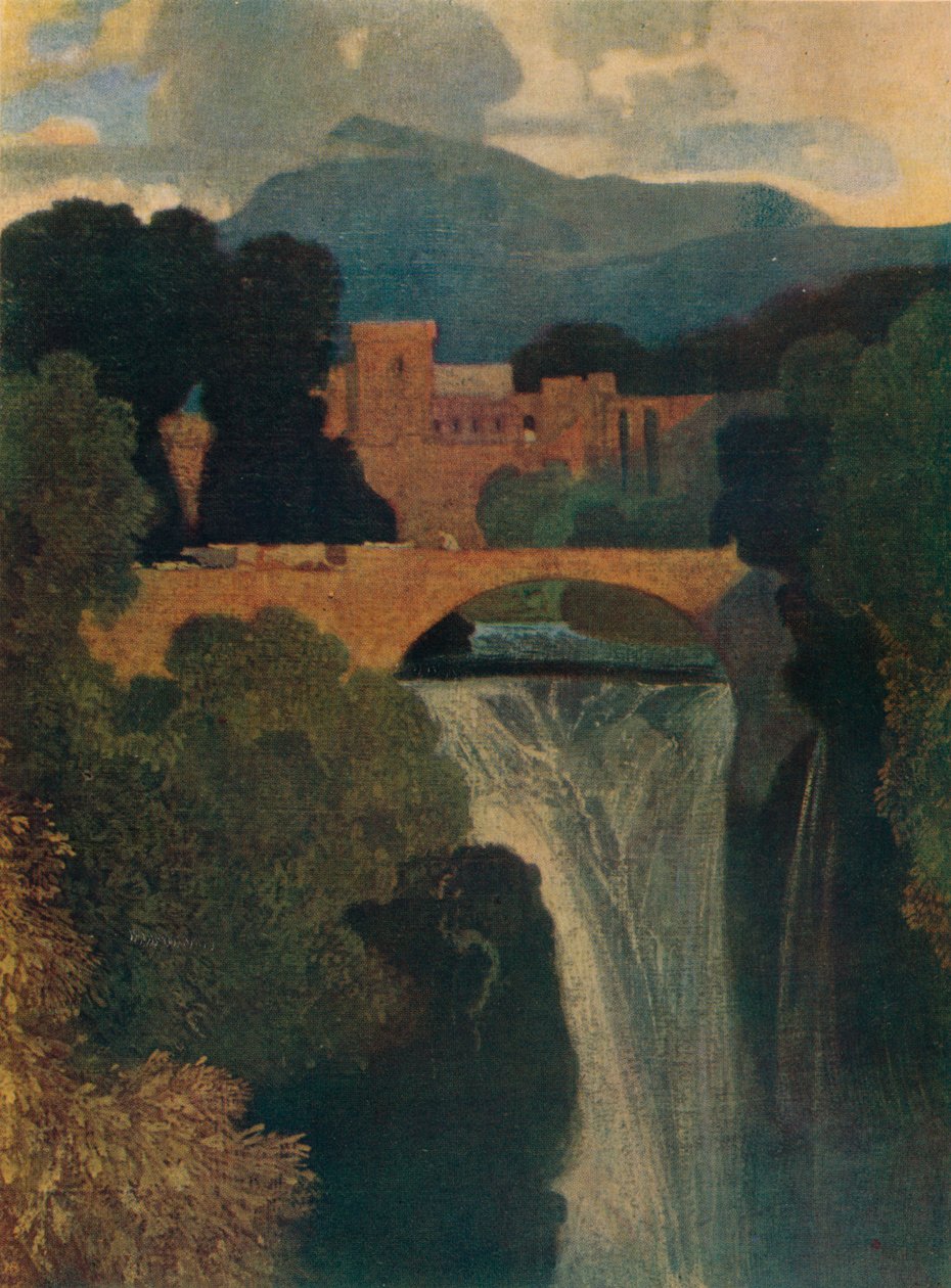 瀑布，c1807，1923年 作者 约翰·塞尔·科特曼