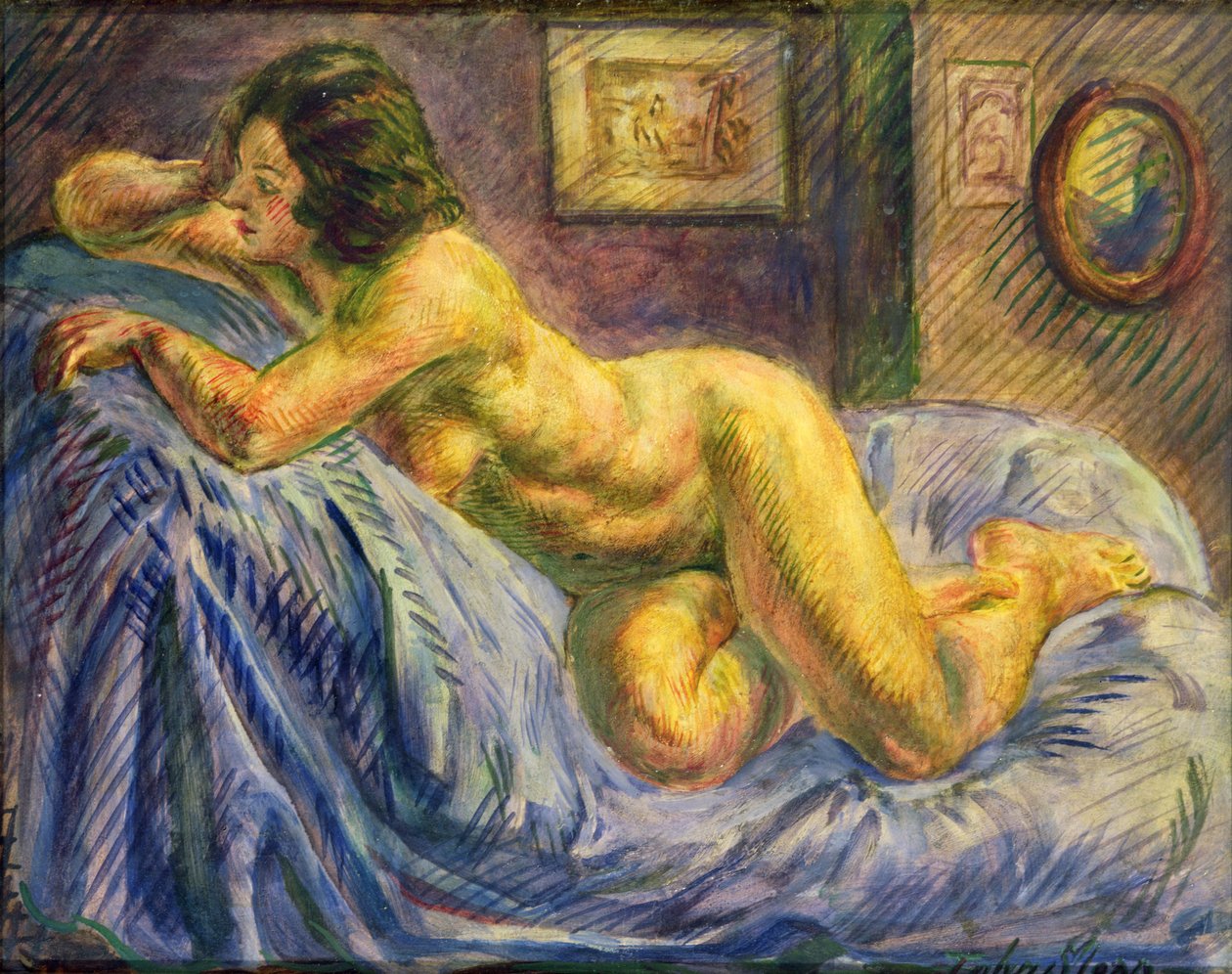 蓝色上的裸体（油画） 作者 约翰·斯隆