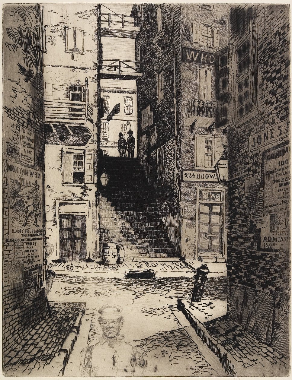水街楼梯，仰视，1881年 作者 约瑟夫·彭内尔