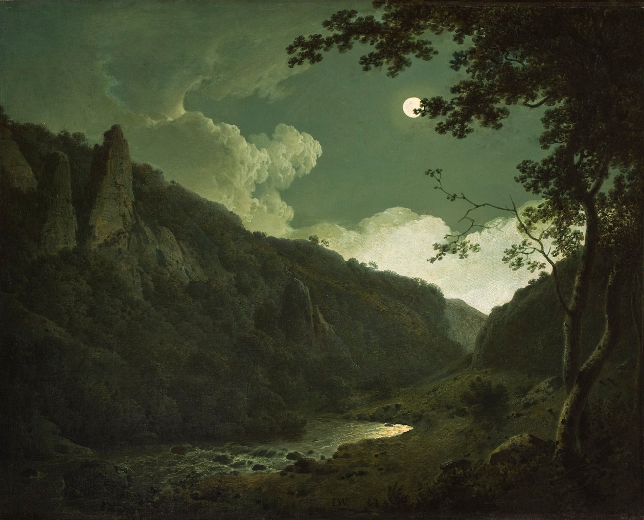 Dovedale by Moonlight，1784-85 作者 德比的约瑟夫·赖特