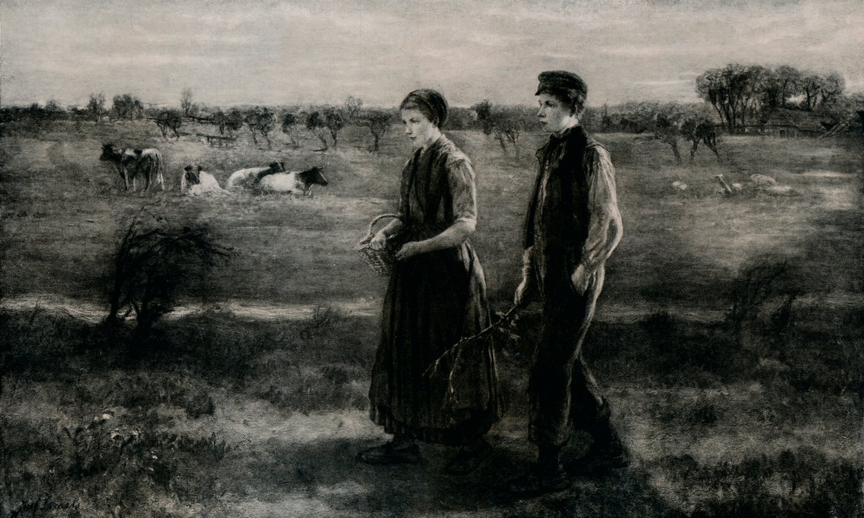 害羞的情人，c1890，1912年 作者 约瑟夫·以色列