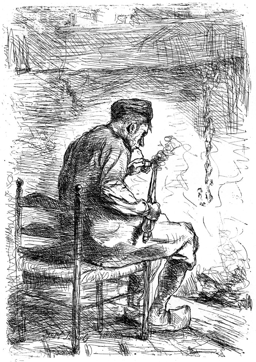 吸烟者，c1880-1882 作者 约瑟夫·以色列