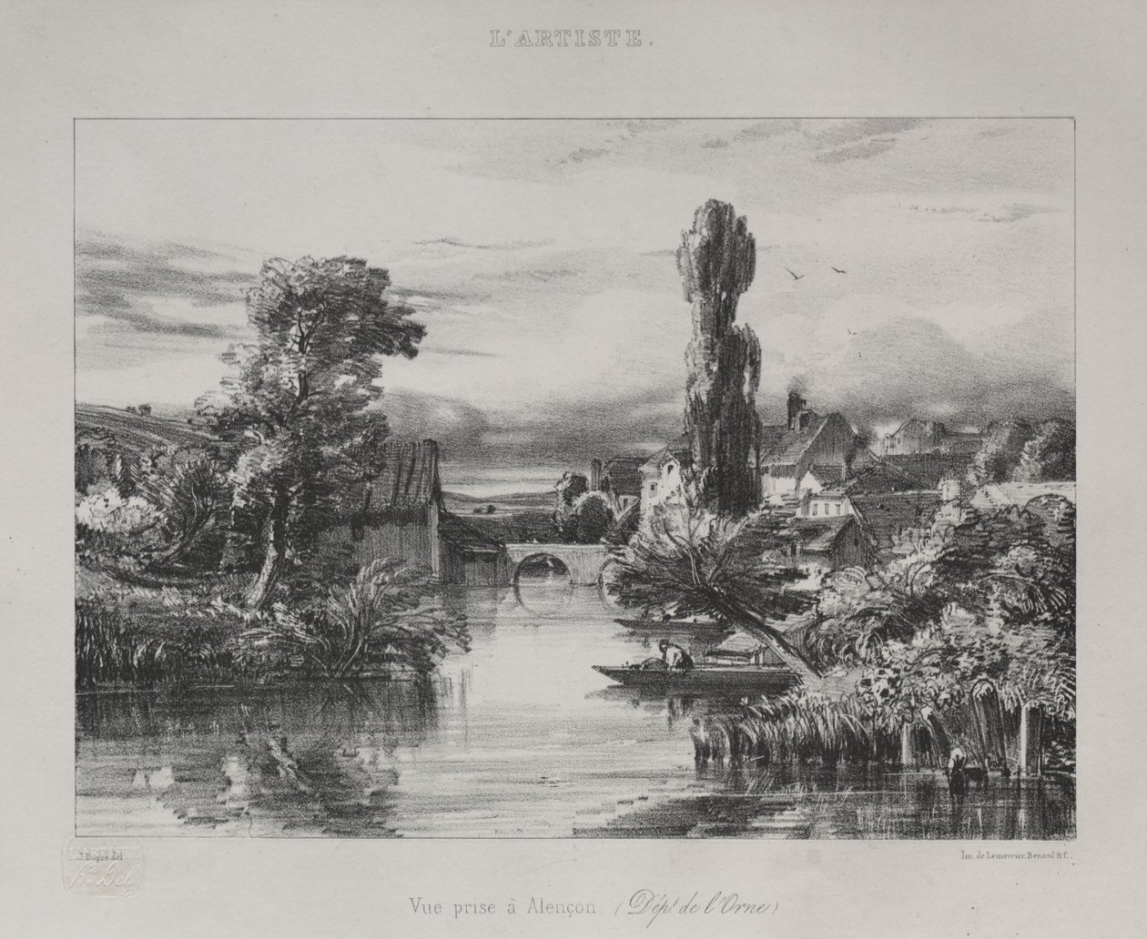 阿伦松附近的风景，1839年。 作者 朱尔斯·杜佩