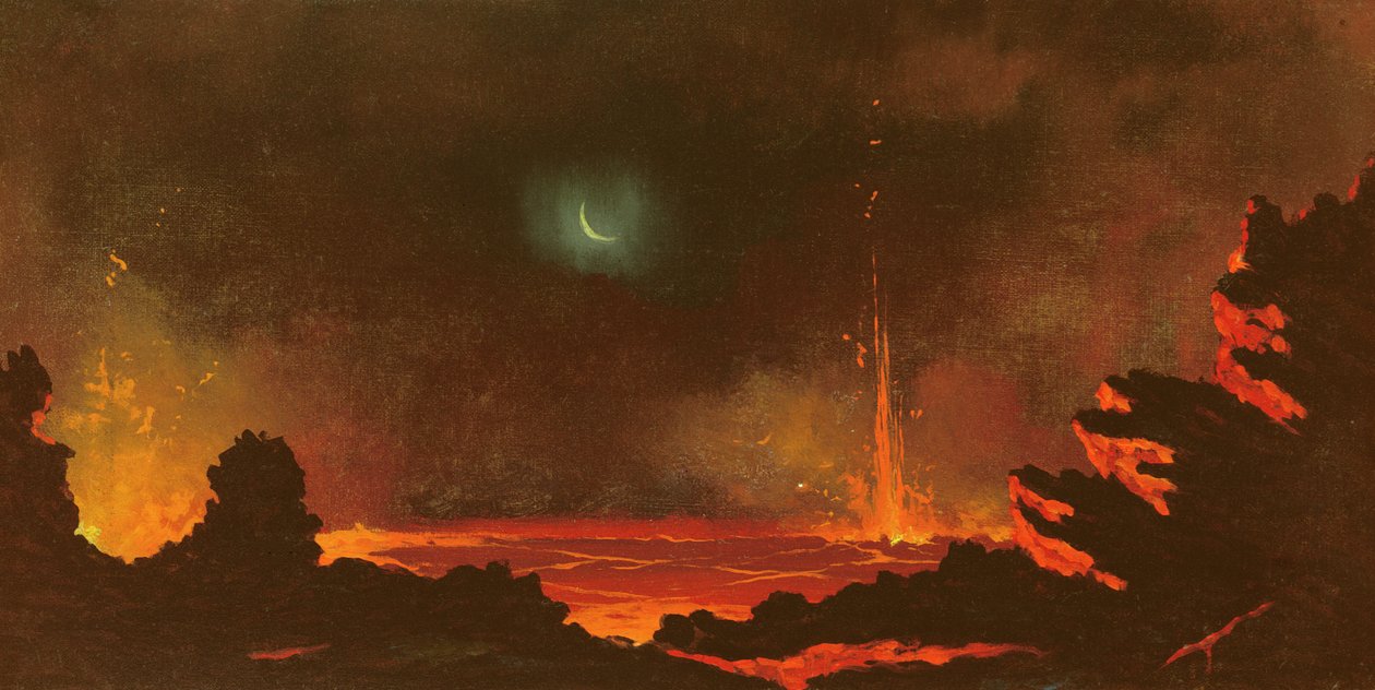 火山，夏威夷，1888年 作者 朱尔斯·塔弗尼尔