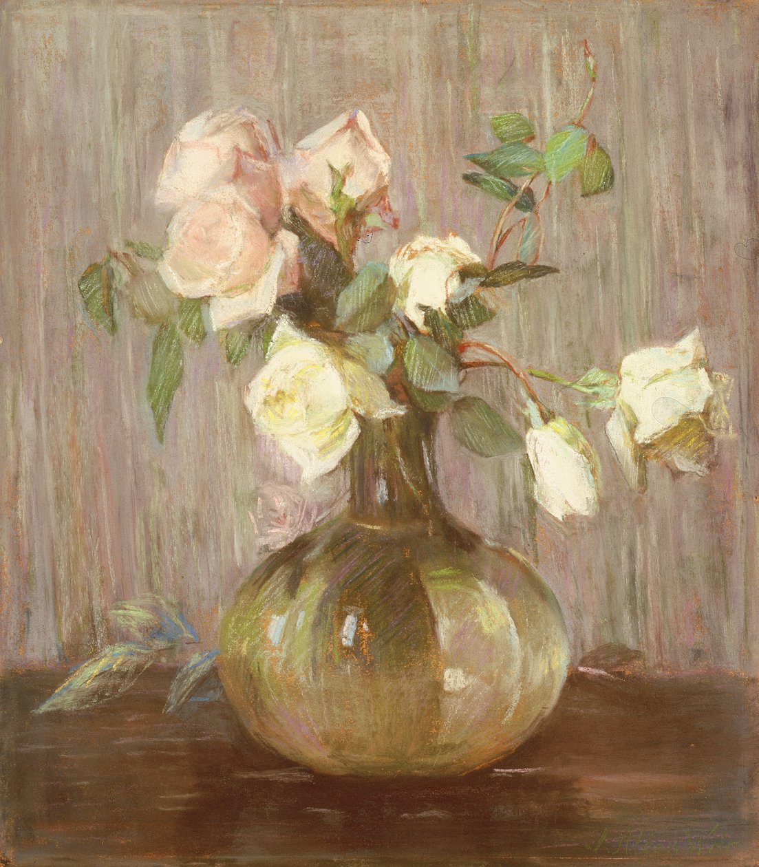 玫瑰花瓶，1880年代 作者 朱利安·奥尔登·威尔