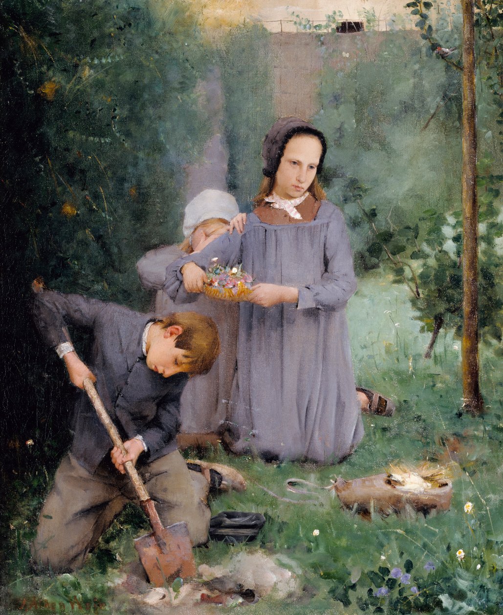 埋鸟的孩子》，1878年。 作者 朱利安·奥尔登·威尔